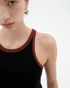 Top halter negro contraste marrón Harriet