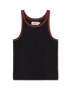 Top halter negro contraste marrón Harriet