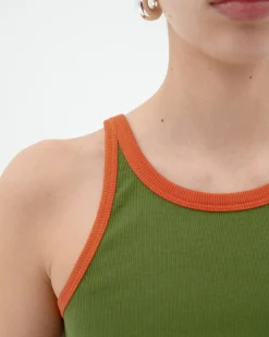 Top halter verde contraste naranja Harriet