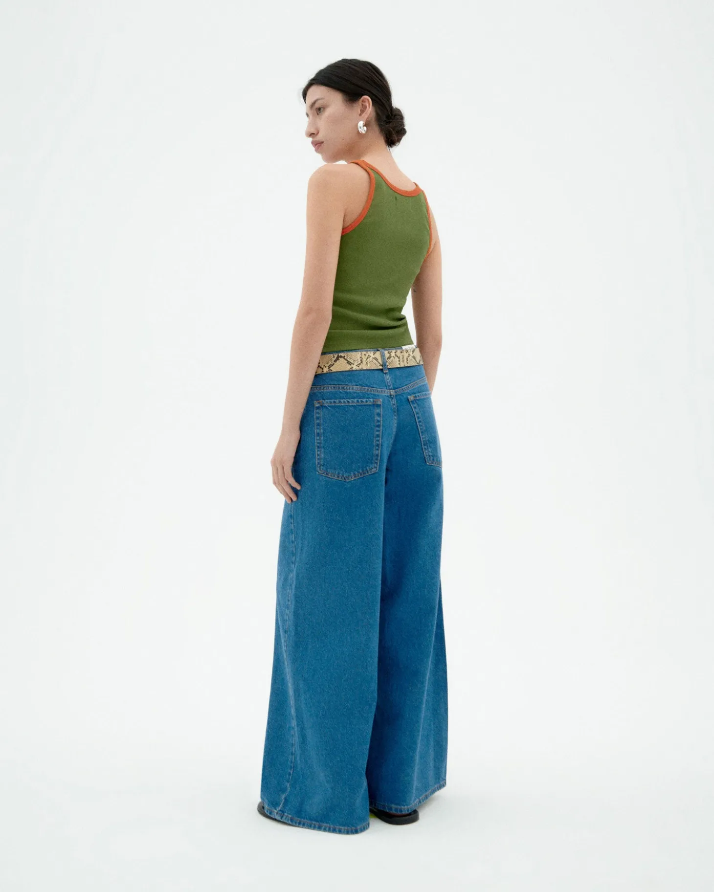 Top halter verde contraste naranja Harriet