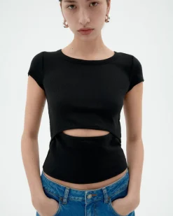 Top negro apertura Faye