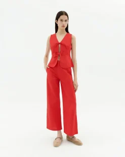 Top rojo lazos Elise