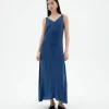 Vestido largo azul Cupro Sade