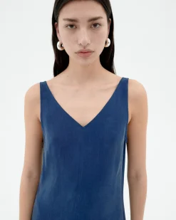 Vestido largo azul Cupro Sade