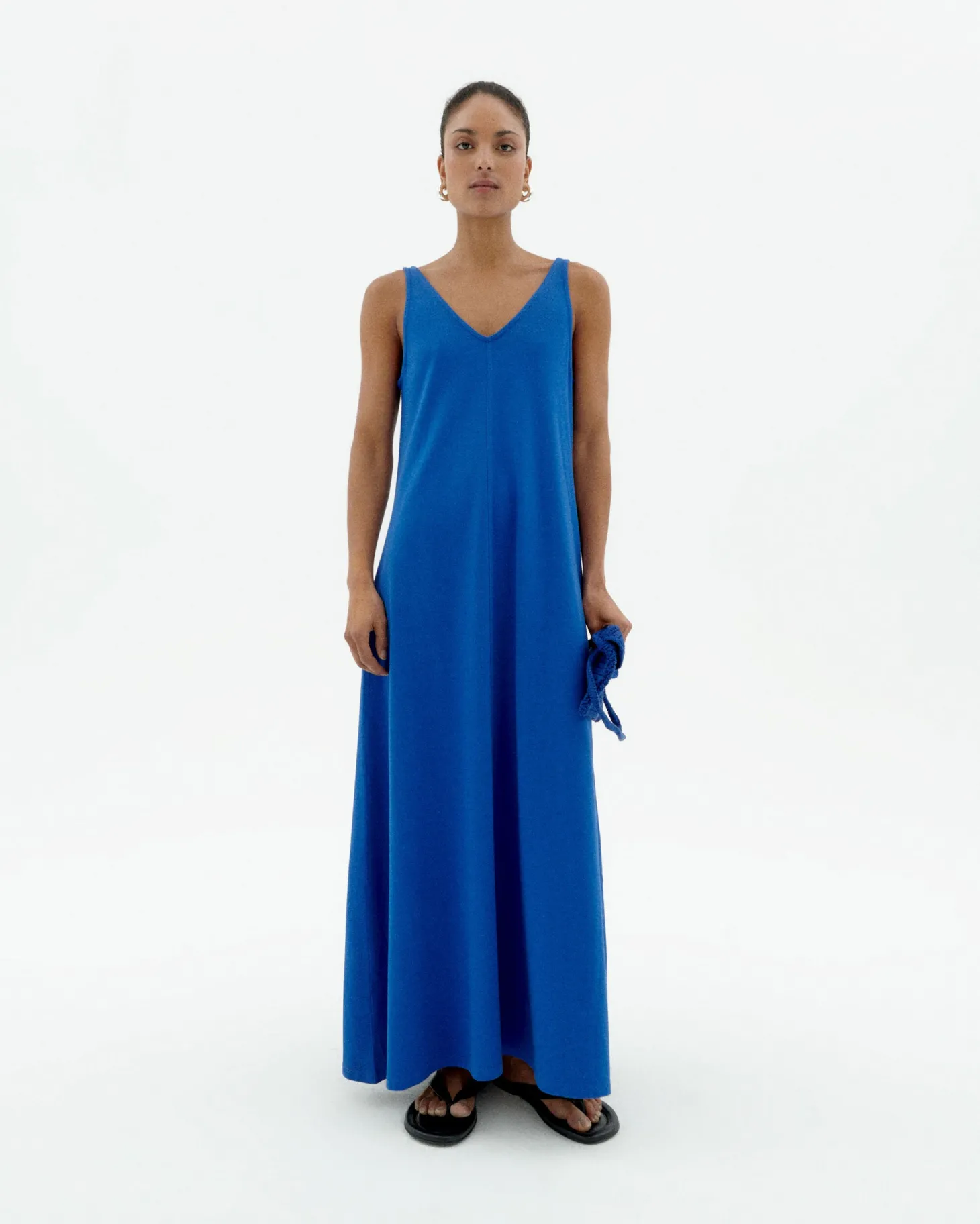 Vestido largo azul tirantes Sade