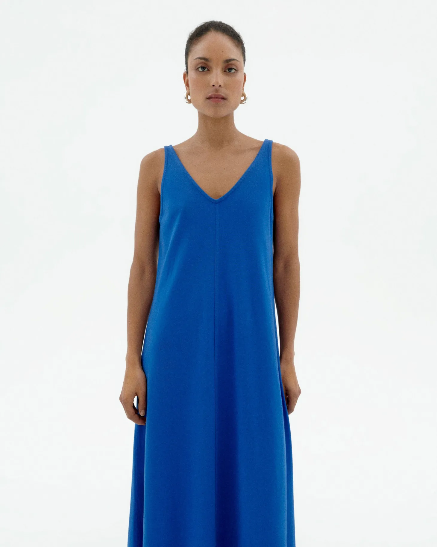 Vestido largo azul tirantes Sade