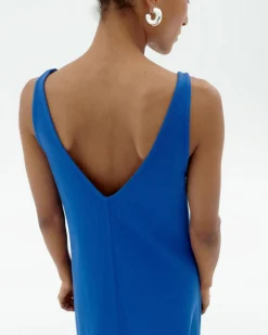 Vestido largo azul tirantes Sade