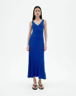 Vestido largo punto azul Ecovero Sade