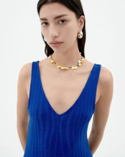 Vestido largo punto azul Ecovero Sade