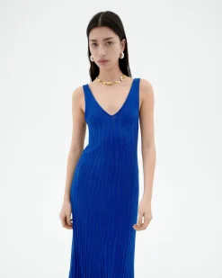 Vestido largo punto azul Ecovero Sade