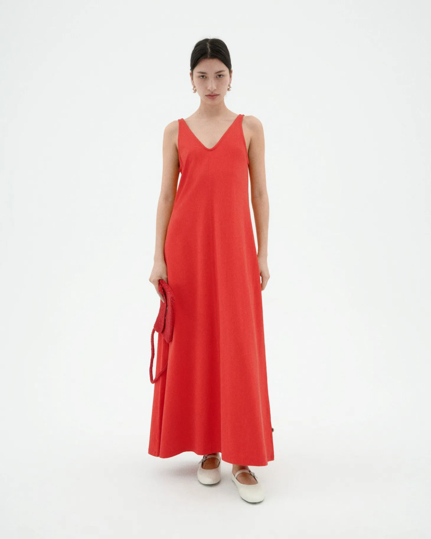 Vestido largo rojo tirantes Sade
