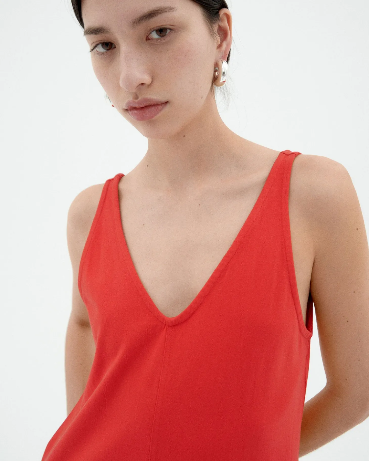 Vestido largo rojo tirantes Sade