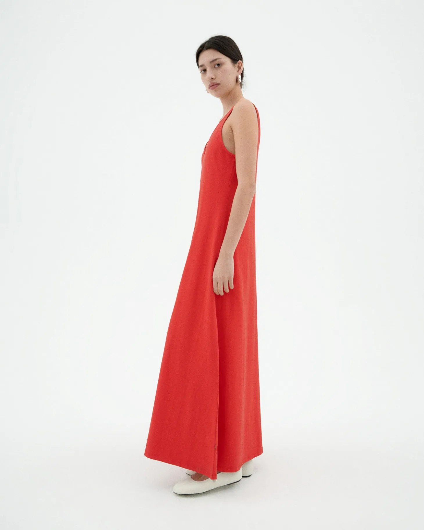 Vestido largo rojo tirantes Sade