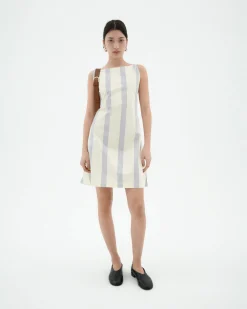 Vestido popelin rayas con lazo Cecile