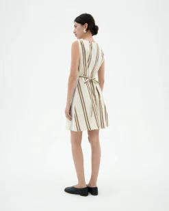 Vestido popelin rayas con lazo Cecile