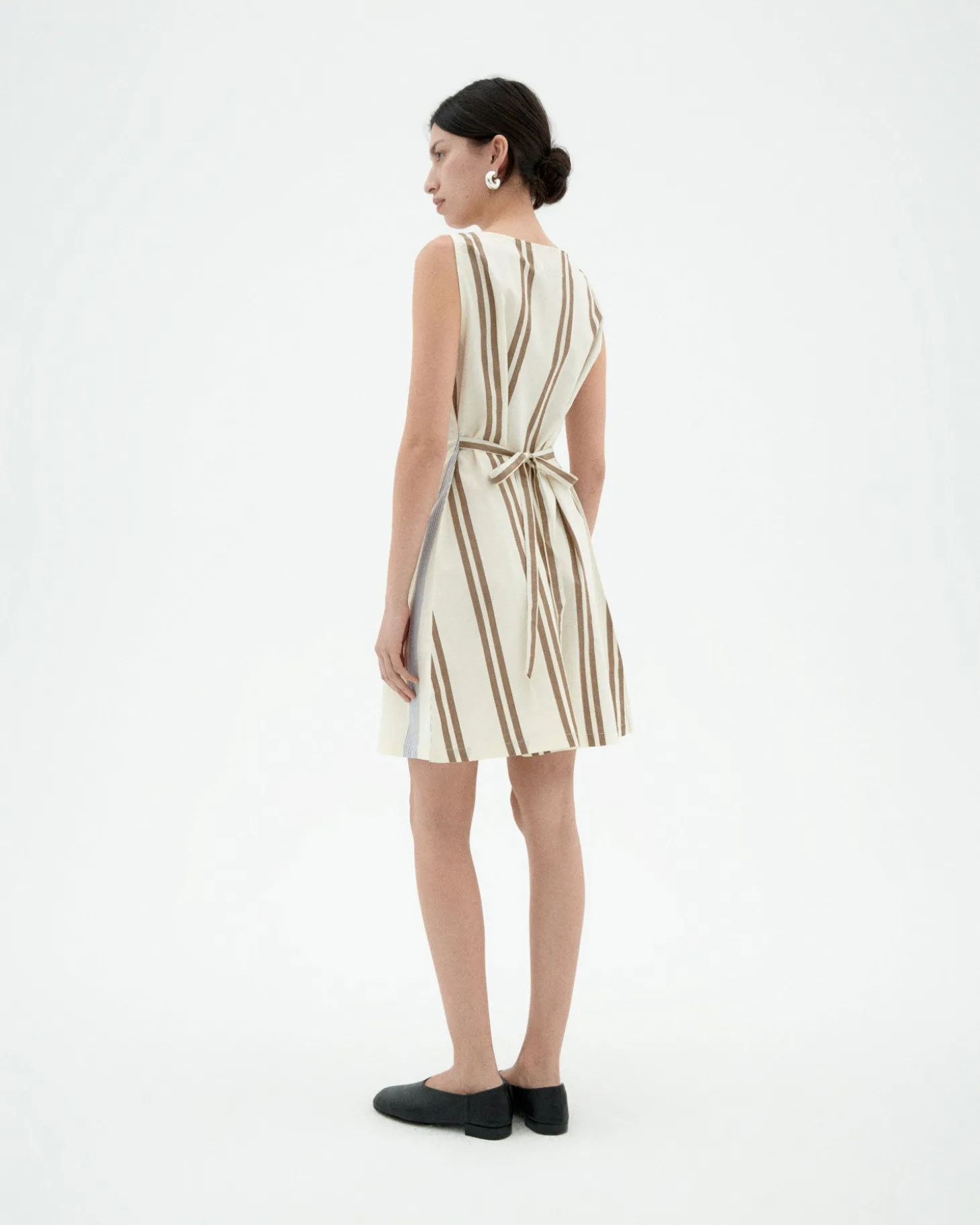 Vestido popelin rayas con lazo Cecile