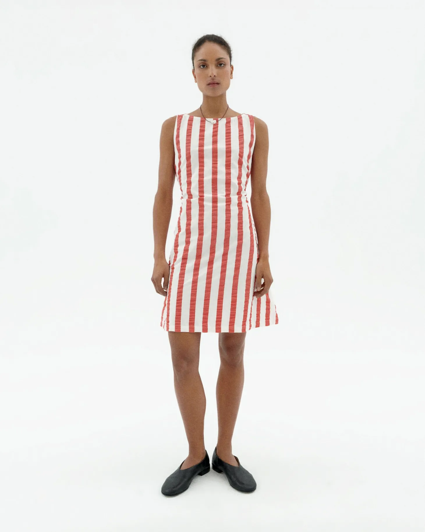 Vestido seersucker rayas con lazo Cecile