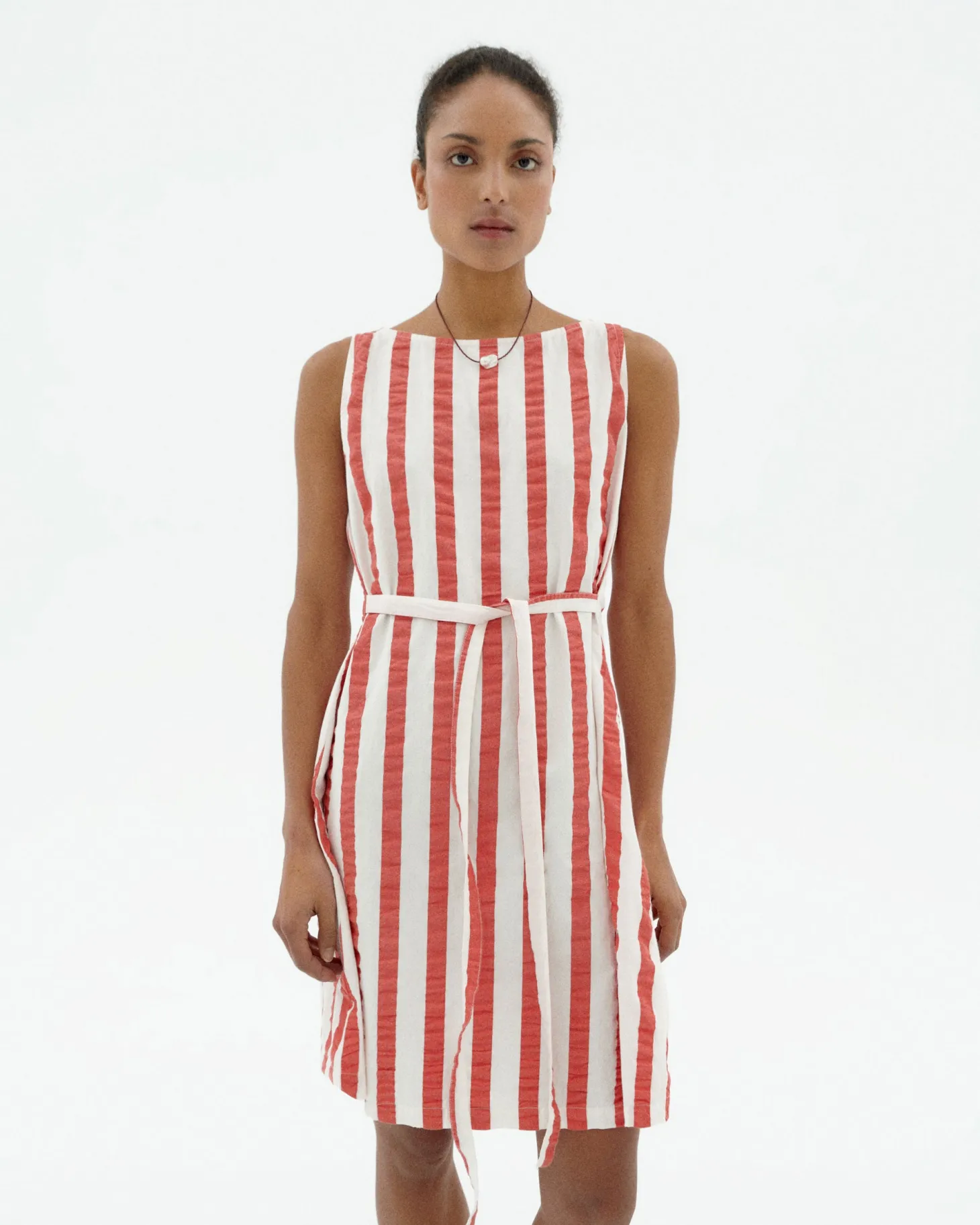 Vestido seersucker rayas con lazo Cecile