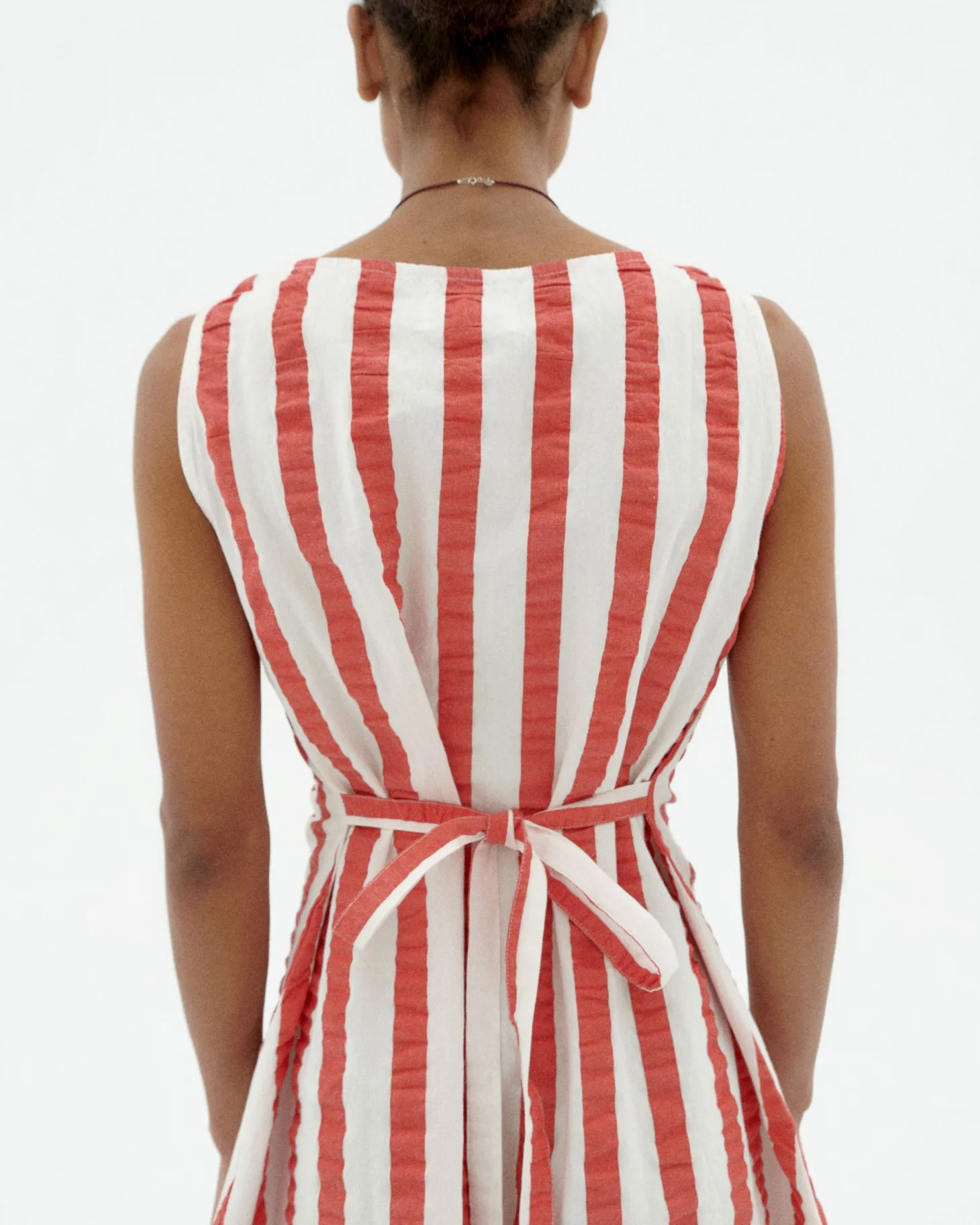 Vestido seersucker rayas con lazo Cecile
